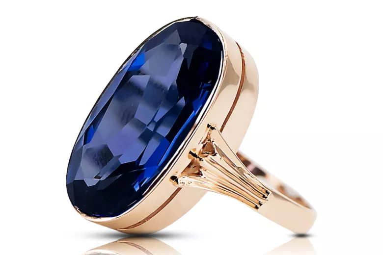 Оригінальне вінтажне рожеве золото 14 карат Сапфір Каблучка Вінтаж прикраси vrc113r